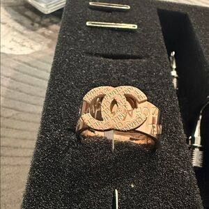 Fashion Jewelry Rose Gold Interlocking Logo Band Ring